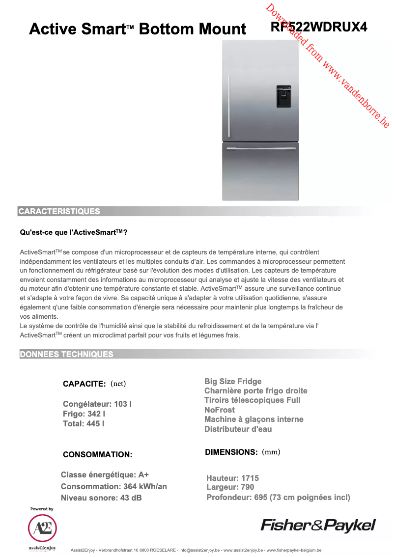 Image de la première page du manuel de l'appareil RF522WDRUX4