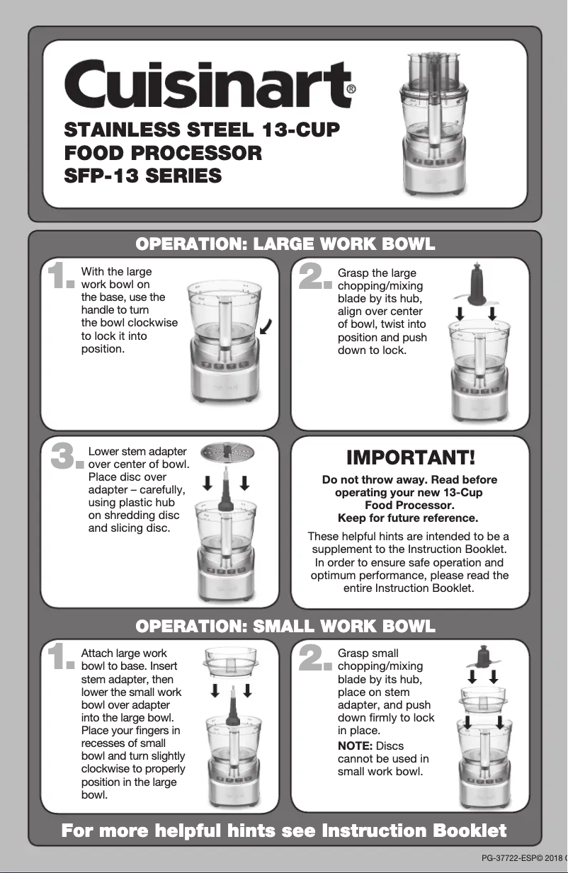 Page 1 de la notice Manuel utilisateur Cuisinart SFP-13