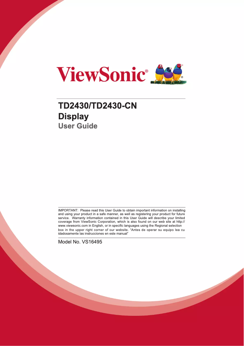 Page n°1 - Manuel utilisateur Viewsonic TD2430