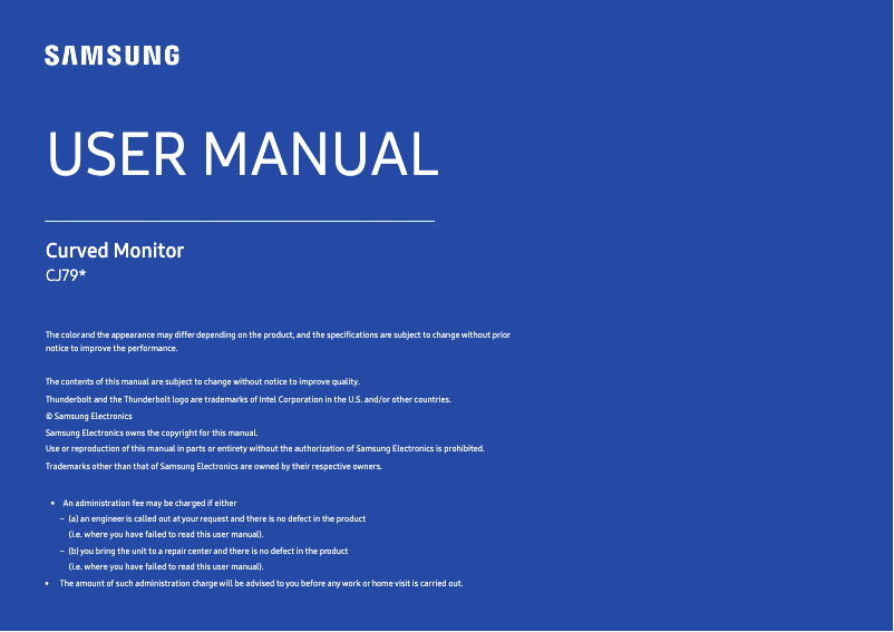 Page 1 de la notice Manuel utilisateur Samsung C34J791WTL