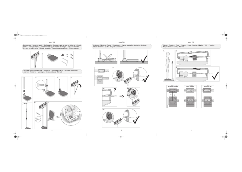 Page 1 de la notice Manuel utilisateur Seca 700