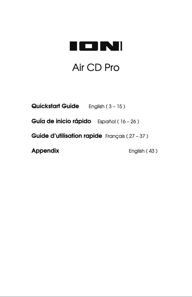 Page 1 de la notice Manuel utilisateur ION Air CD