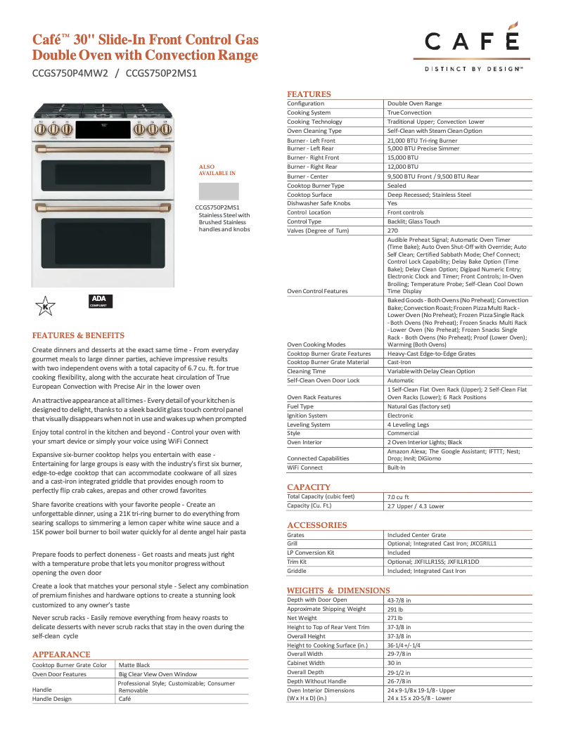 Page 1 de la notice Manuel utilisateur Café CCGS750P2MS1