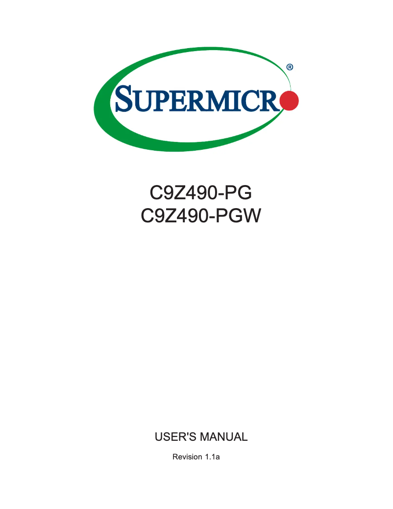 Page n°1 - Manuel utilisateur Supermicro C9Z490-PG