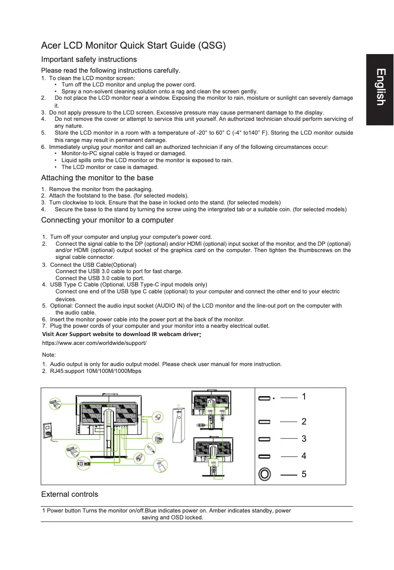 Page 1 de la notice Guide de démarrage rapide Acer B8 B248Y