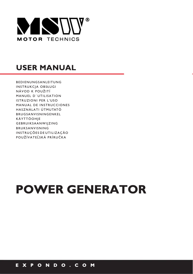 Page 1 de la notice Manuel utilisateur MSW MSW-PG2200 EASY