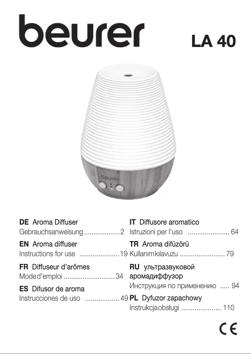 Page n°1 - Manuel utilisateur Beurer LA 40