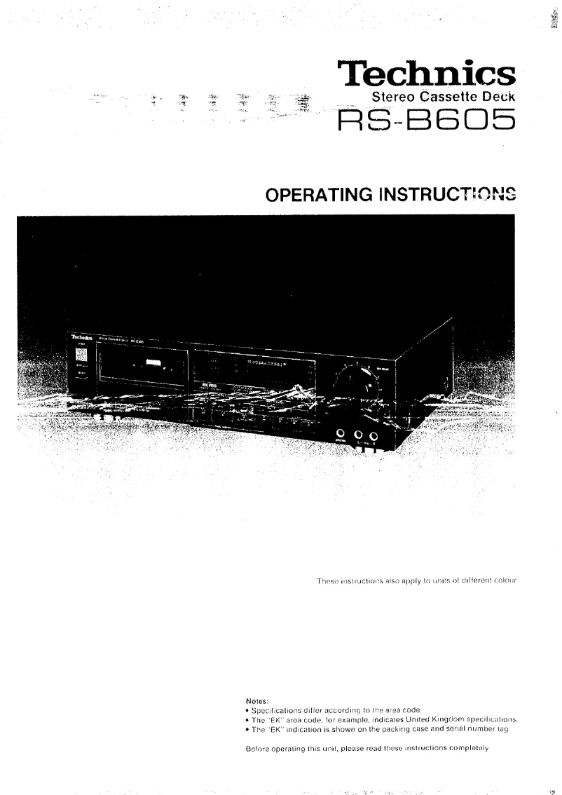 Page 1 de la notice Manuel utilisateur Technics RS-B605