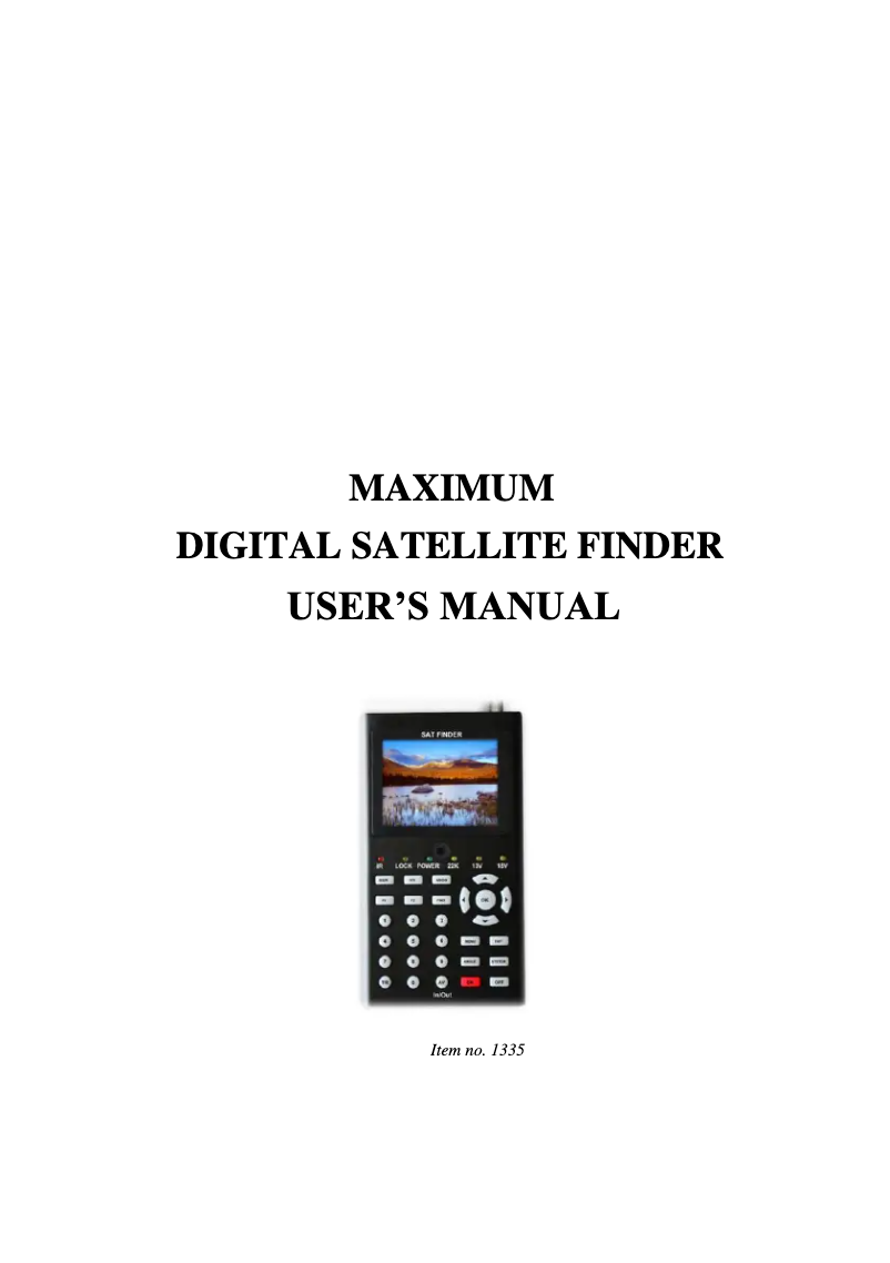 Page n°1 - Manuel utilisateur Maximum 1335