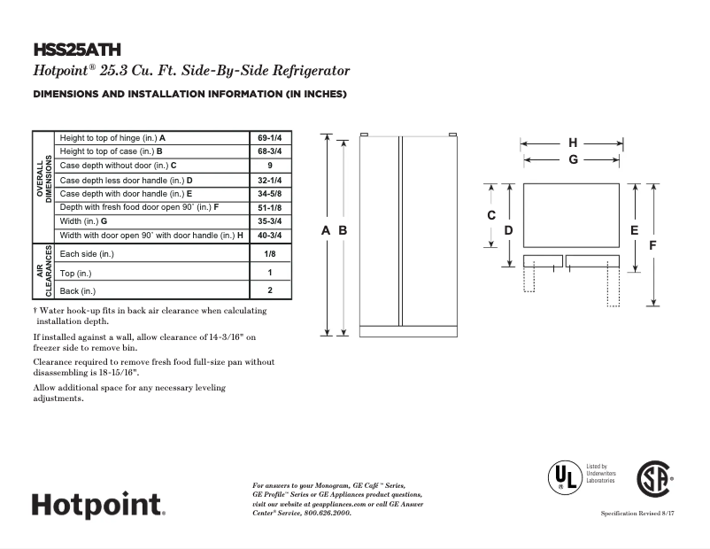 Page n°1 - Fiche technique Hotpoint HSS25ATHBB