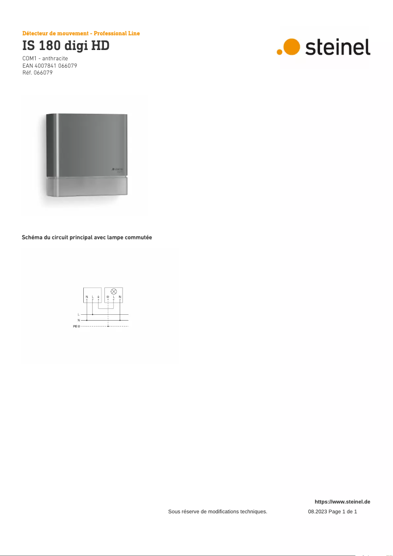 Image de la première page du manuel de l'appareil IS 180 digi HD