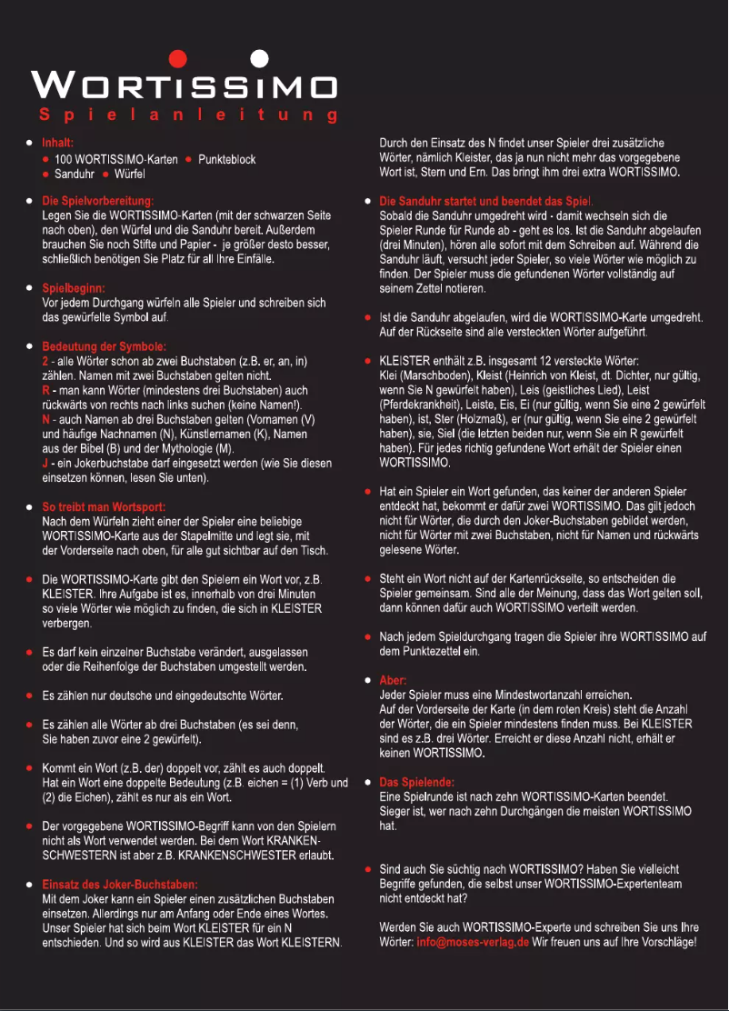 Page n°1 - Manuel utilisateur moses. Wortissimo