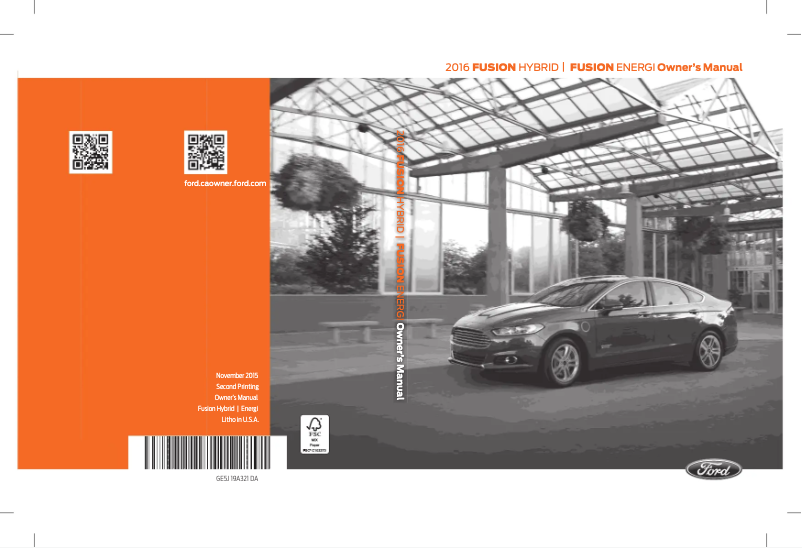 Page 1 de la notice Manuel utilisateur Ford Fusion Energi (2016)