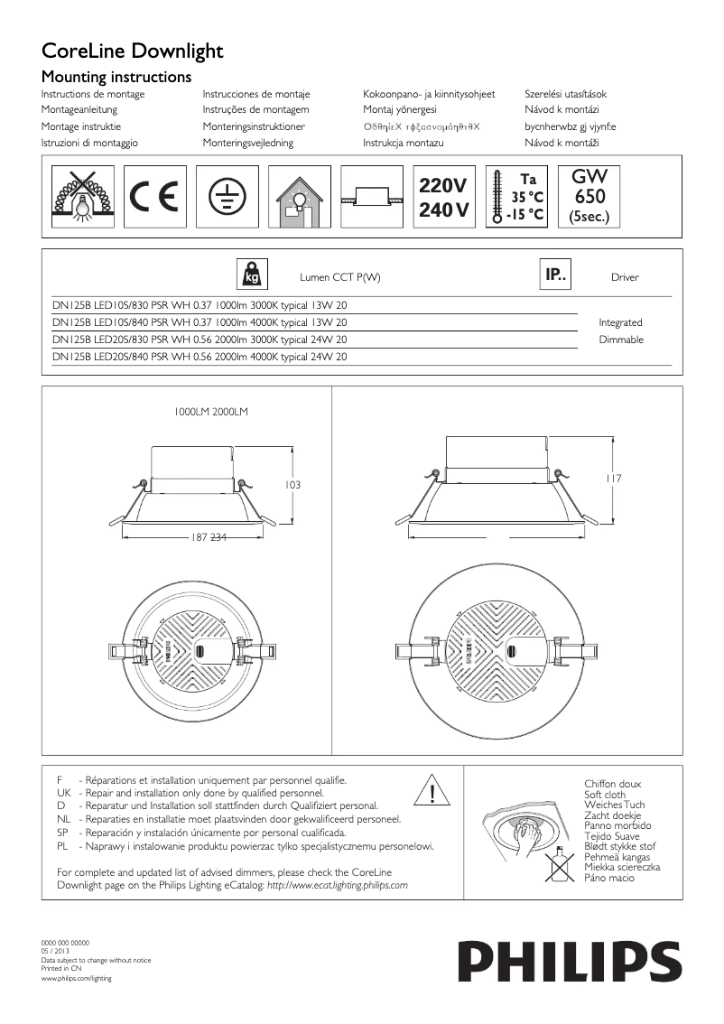 Image de la première page du manuel de l'appareil DN125B