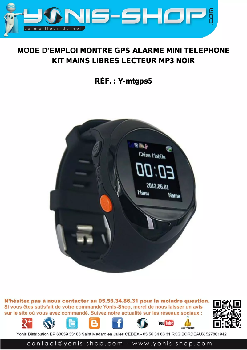 Page n°1 - Manuel utilisateur Yonis Y-MTGPS5