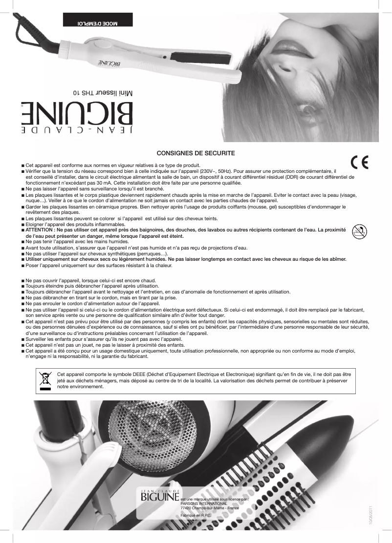 Page 1 de la notice Manuel utilisateur Jean-Claude Biguine THS 10