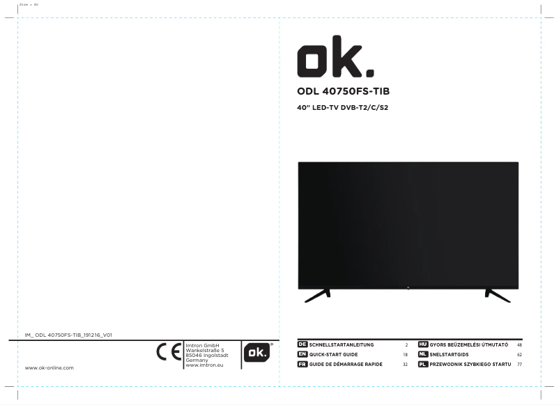 Page n°1 - Manuel utilisateur OK ODL 40750FS-TIB