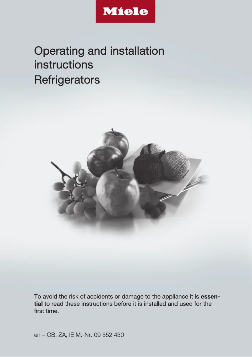 Page 1 de la notice Guide d'installation Miele K12010 S-2