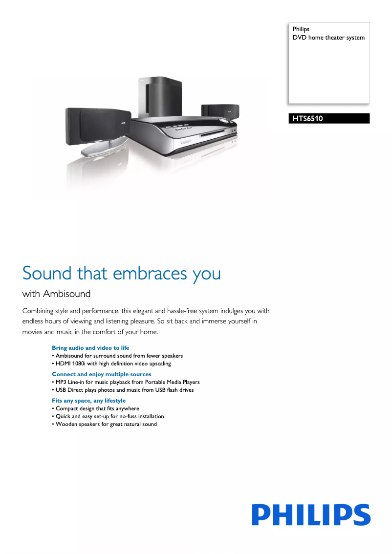 Page n°1 - Fiche technique Philips HTS6510