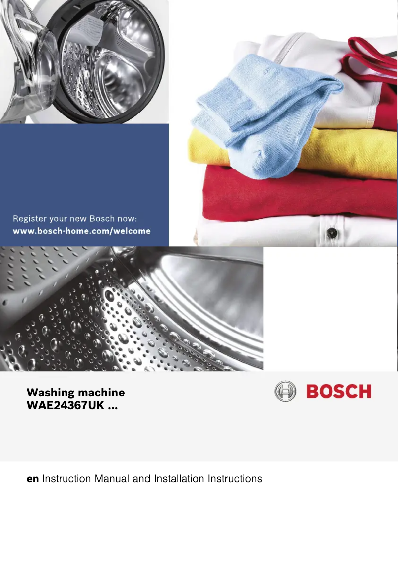 Page 1 de la notice Manuel utilisateur Bosch WAE24367UK