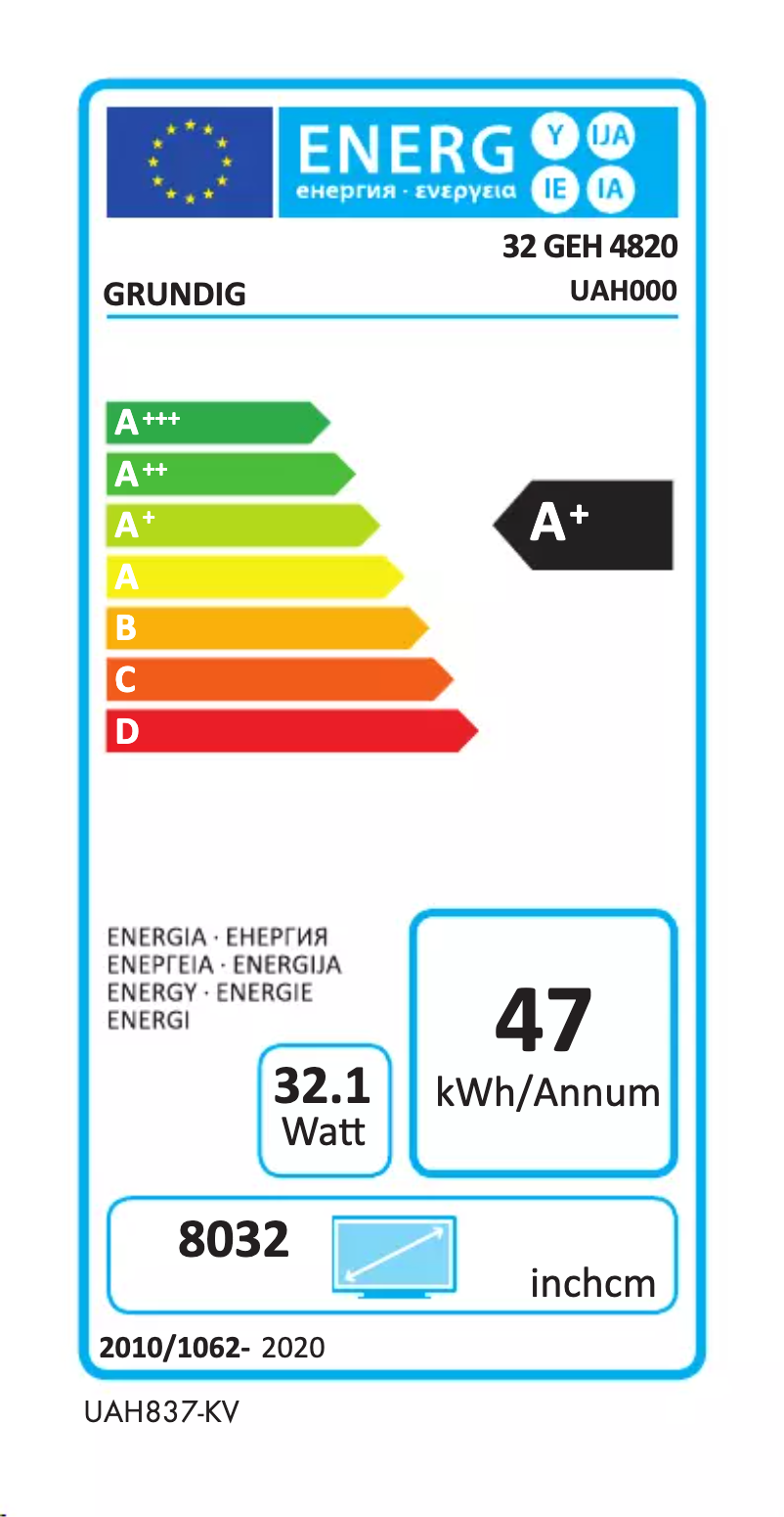 Page n°1 - Label énergétique Grundig 32 GEH 4820