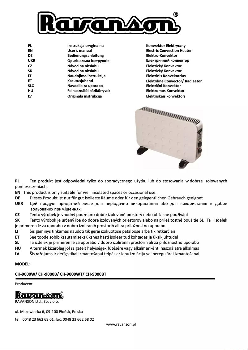 Page n°1 - Manuel utilisateur Ravanson CH-9000BT