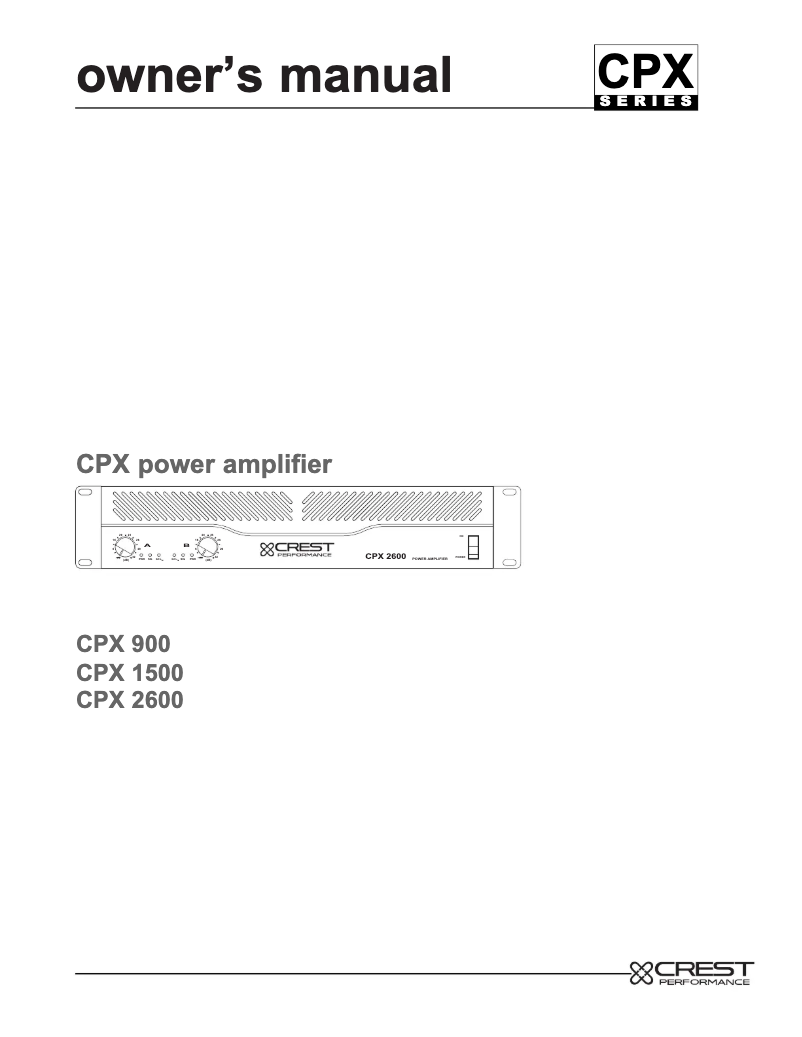 Page n°1 - Manuel utilisateur Crest Audio CPX 900