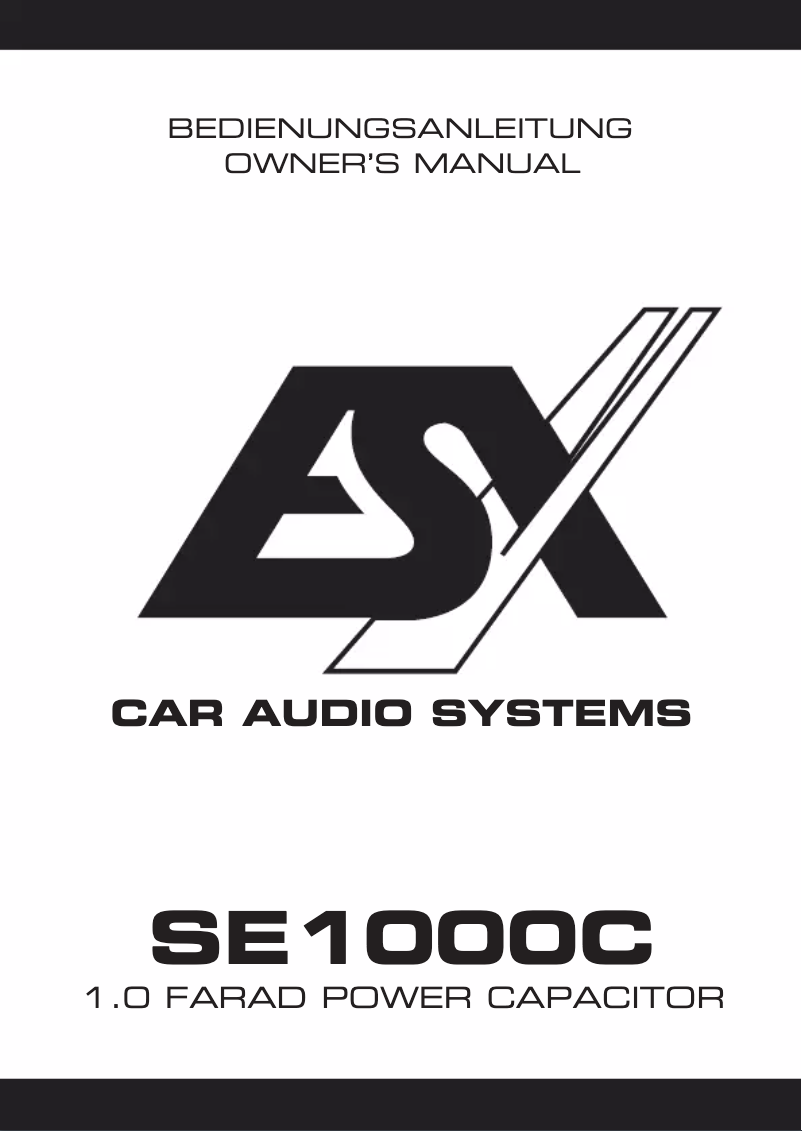 Page 1 de la notice Manuel utilisateur ESX SE1000C