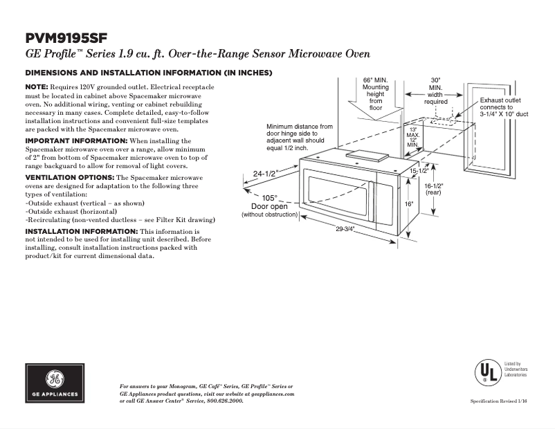 Page n°1 - Fiche technique GE Profile PVM9195SFSS