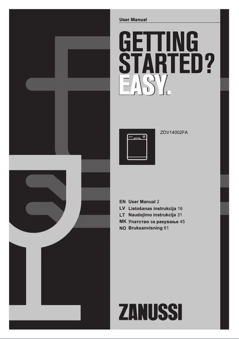 Image de la première page du manuel de l'appareil ZDV14002FA