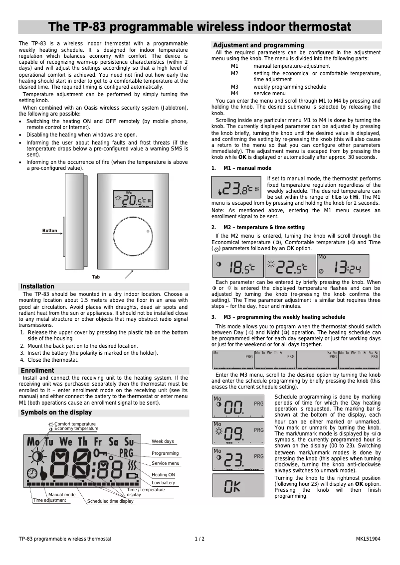 Page 1 de la notice Manuel utilisateur Joblotron TP-83
