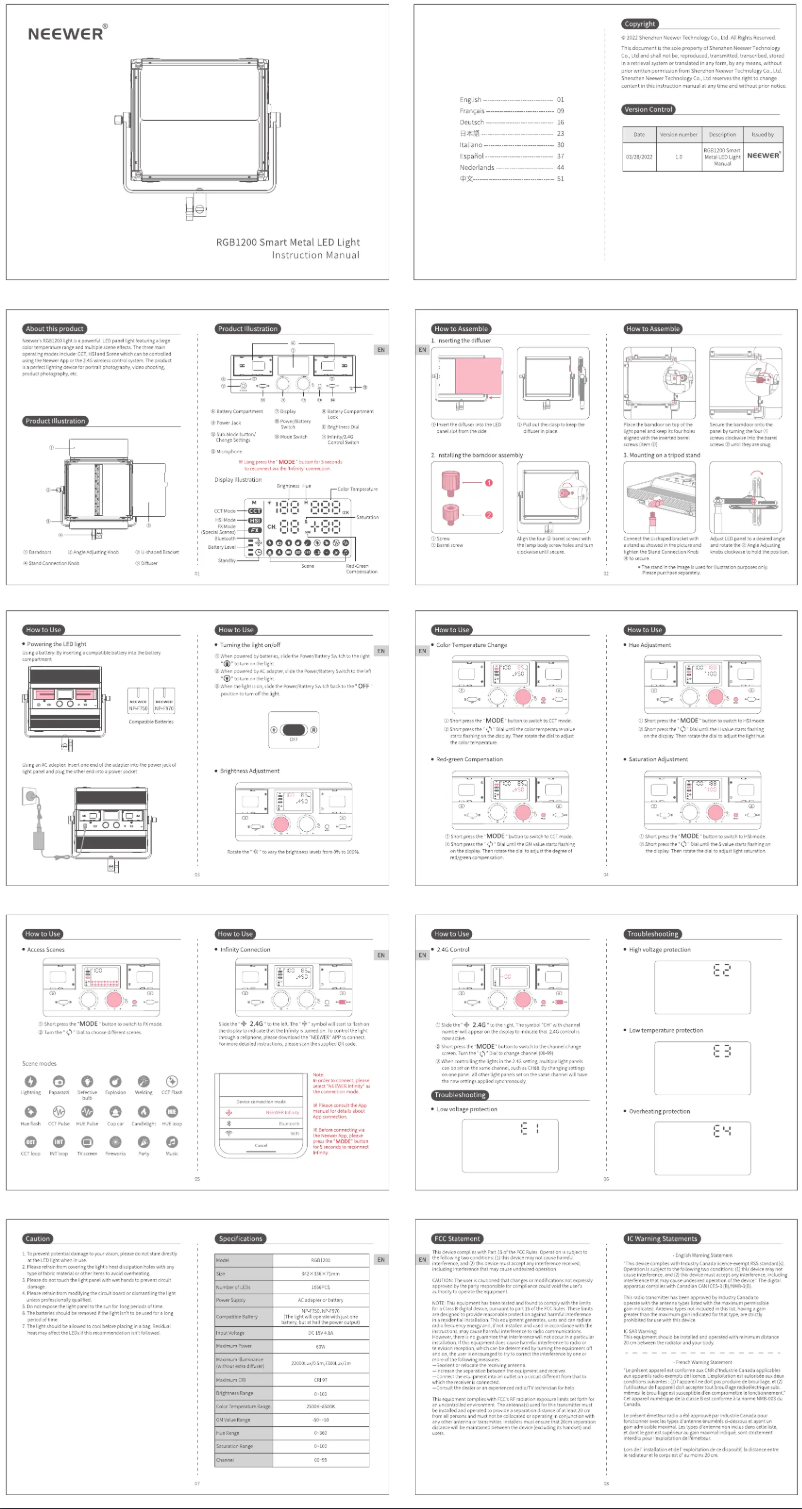 Image de la première page du manuel de l'appareil RGB1200