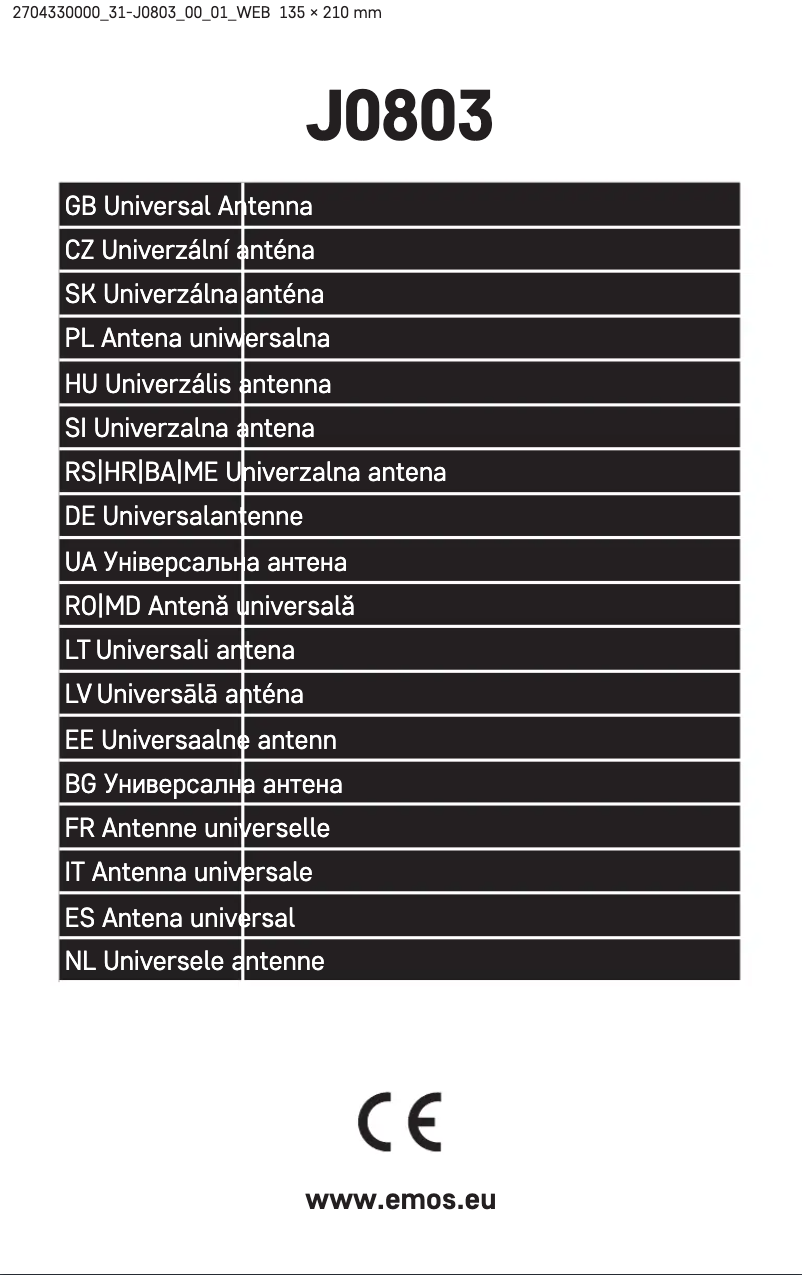 Image de la première page du manuel de l'appareil J0803