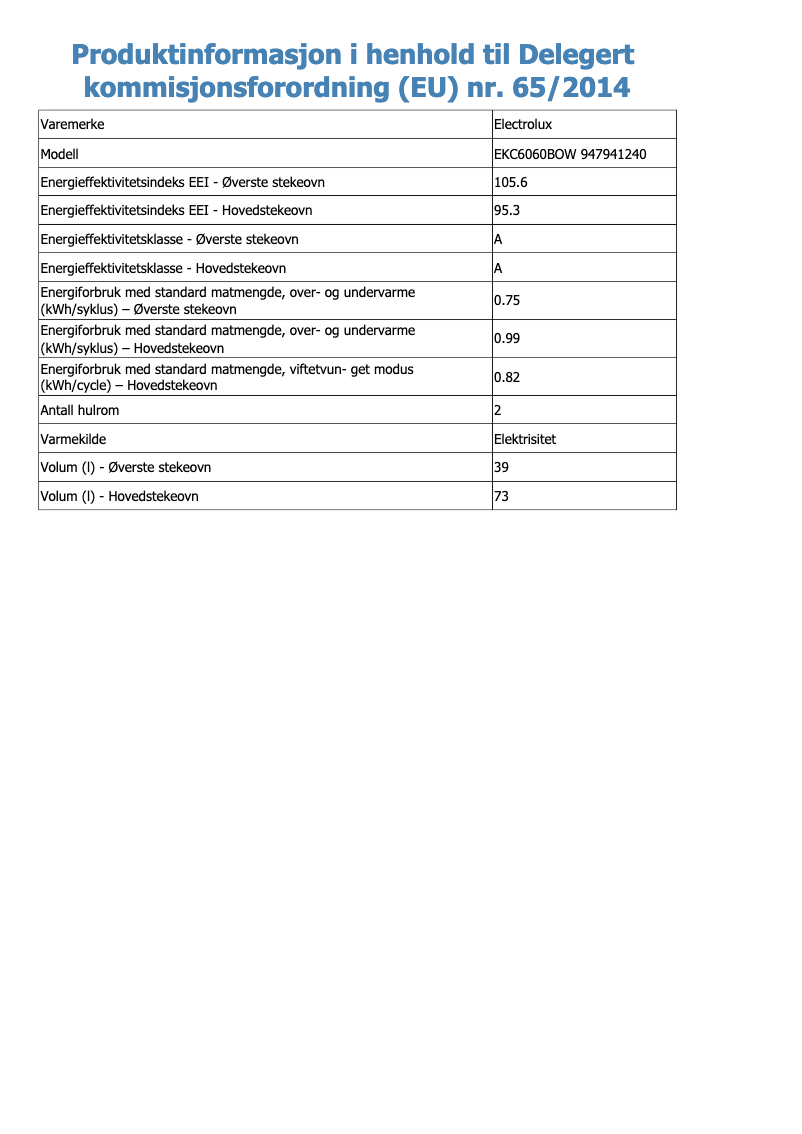 Image de la première page du manuel de l'appareil EKC6060BOW