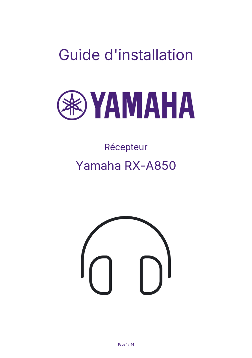 Image de la première page du manuel de l'appareil RX-A850