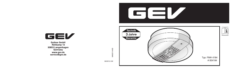 Page 1 de la notice Manuel utilisateur GEV FMH 4184