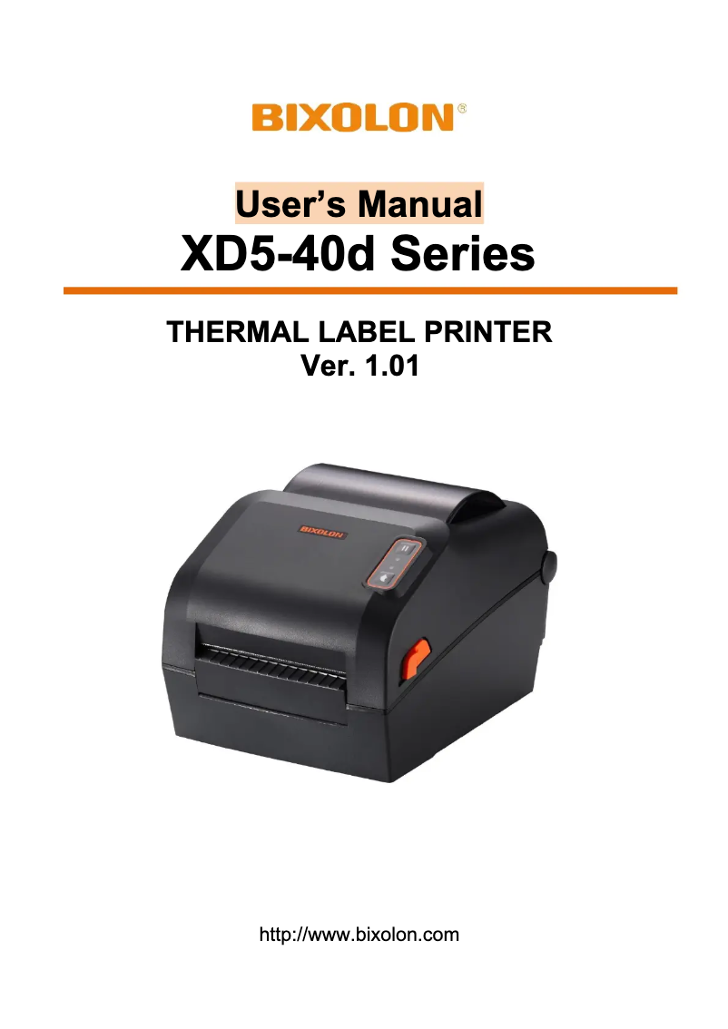 Page 1 de la notice Manuel utilisateur Bixolon XD5-40DOEK