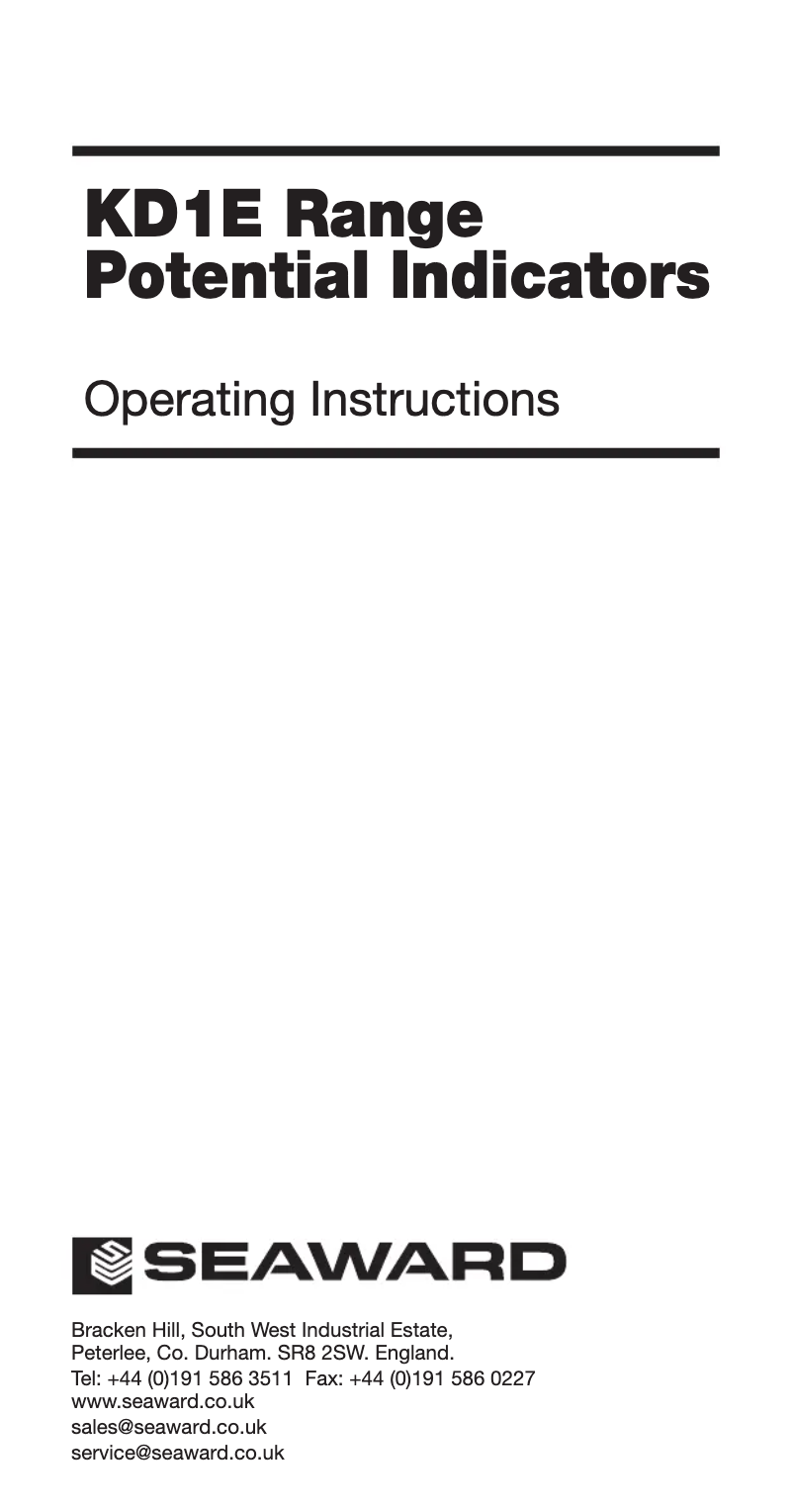 Page 1 de la notice Manuel utilisateur Seaward KD1E/19S