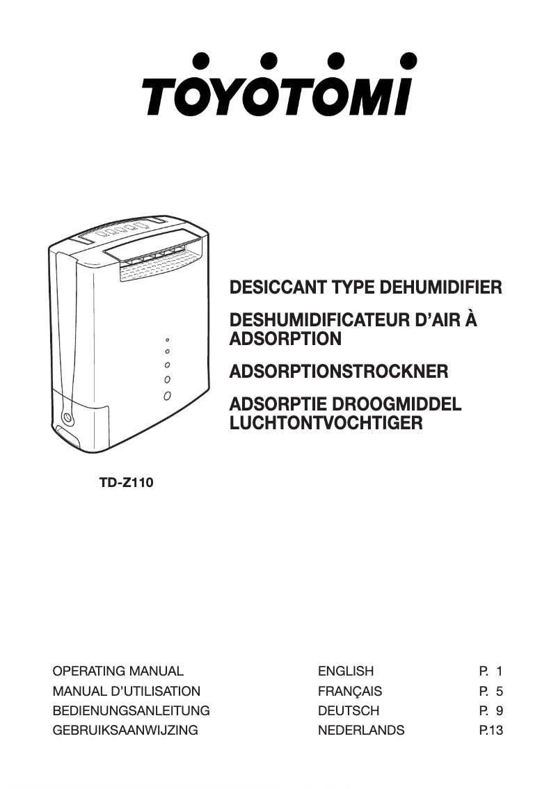 Page 1 de la notice Manuel utilisateur Toyotomi TD-Z110