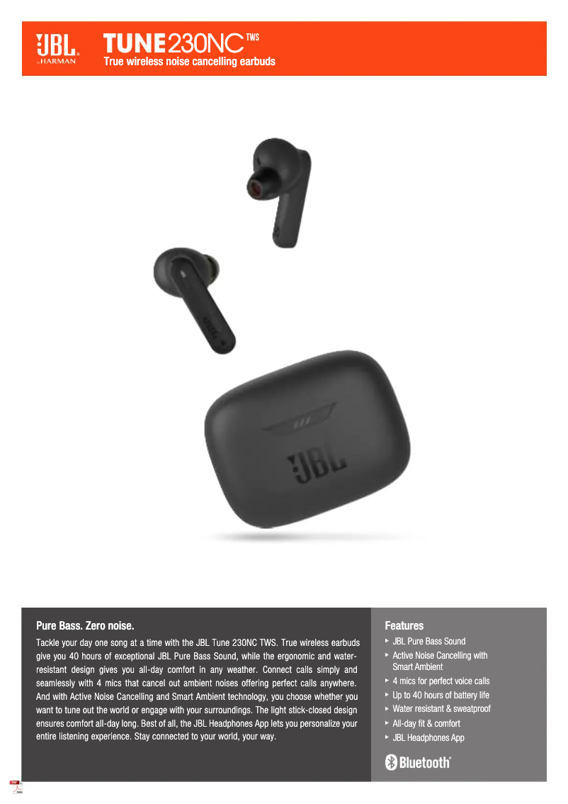 Page 1 de la notice Manuel utilisateur JBL Tune 230NC TWS