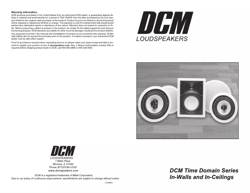 Page n°1 - Manuel utilisateur DCM TimeDomain TD822C
