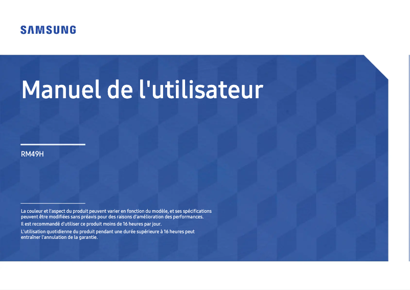 Page 1 de la notice Manuel utilisateur Samsung LH49RMHELGW