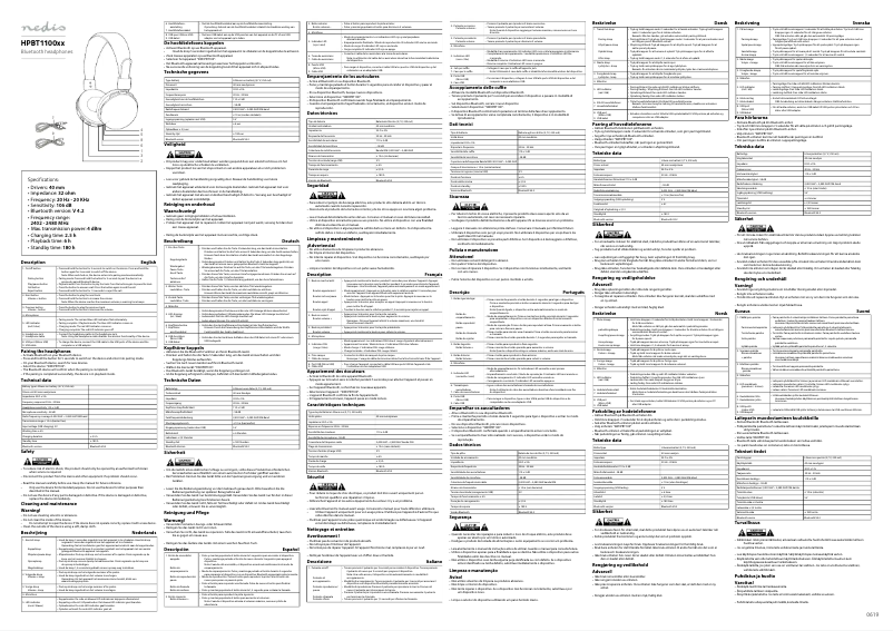 Imagen de la primera página del manual del dispositivo HPBT1100WT
