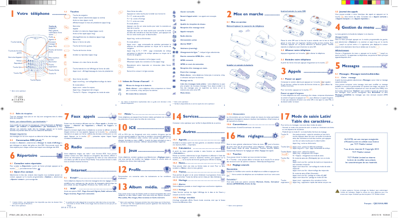 Page n°1 - Manuel utilisateur Alcatel One Touch 255