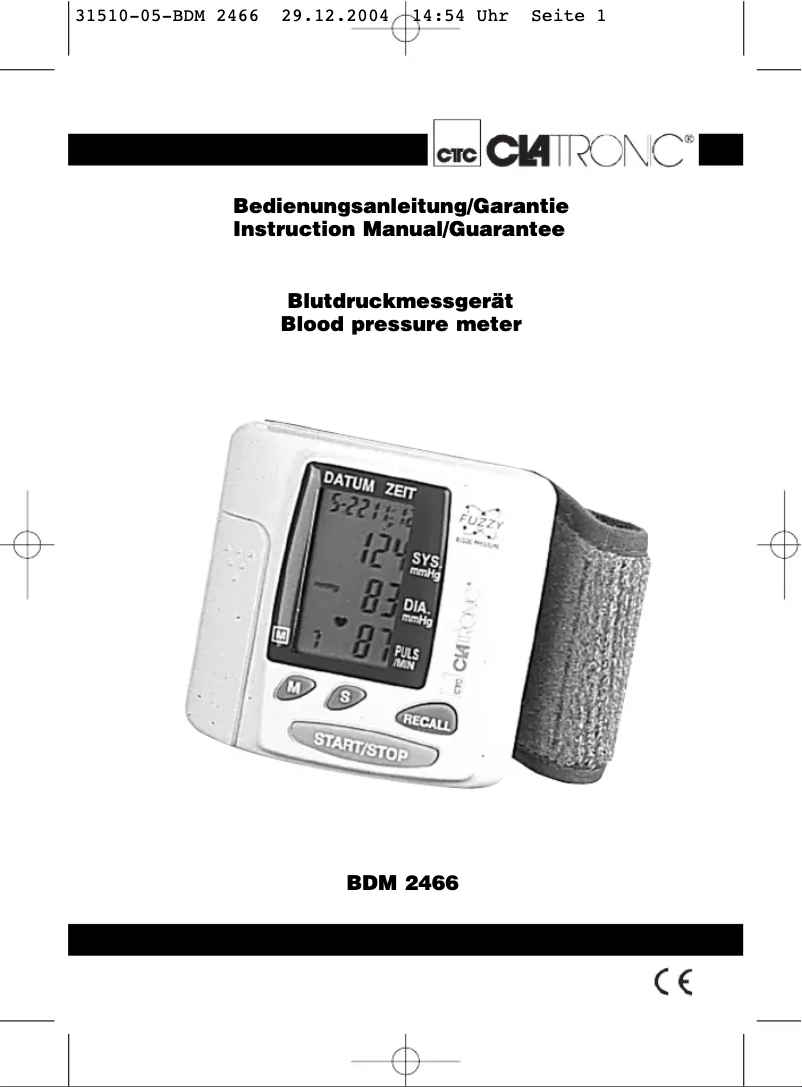 Image de la première page du manuel de l'appareil BDM 2466