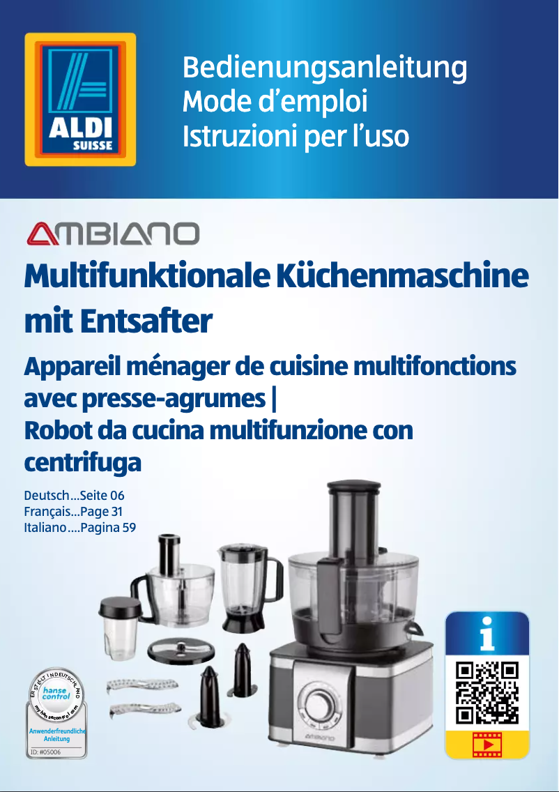 Page n°1 - Manuel utilisateur Ambiano GT-FP-06