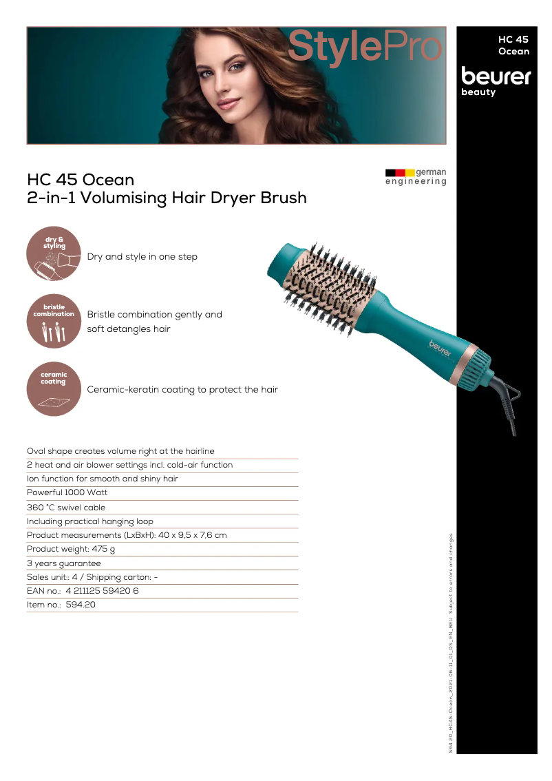 Page n°1 - Fiche technique Beurer HC 45