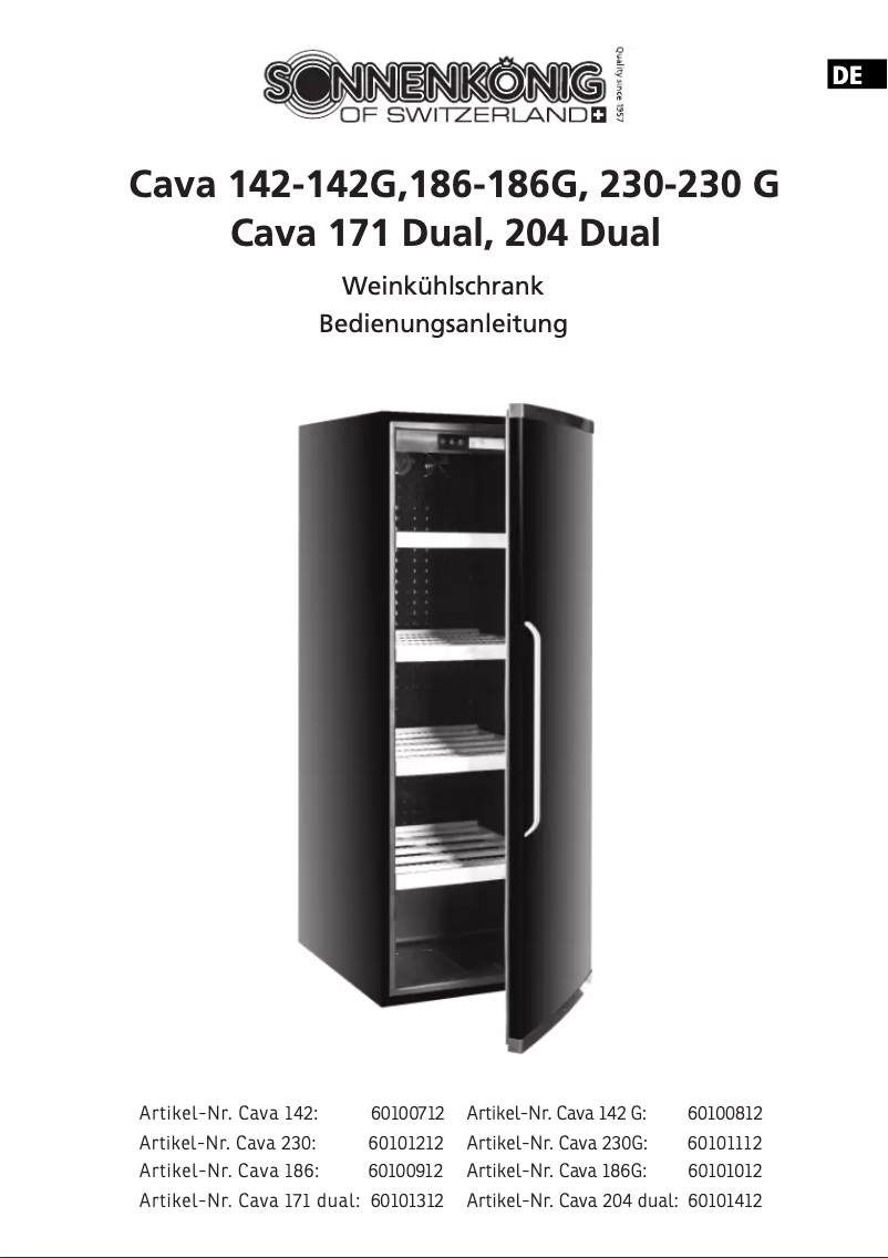 Page 1 de la notice Manuel utilisateur Sonnenkönig Cava 204