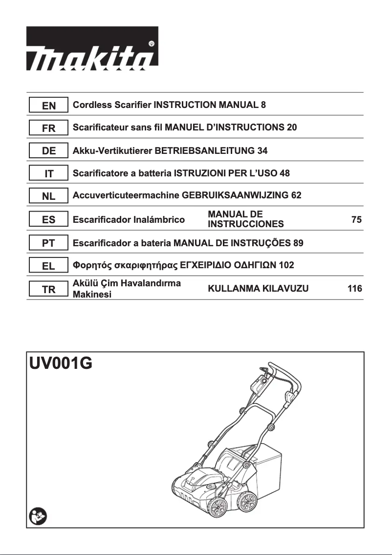 Page 1 de la notice Manuel utilisateur Makita UV001G