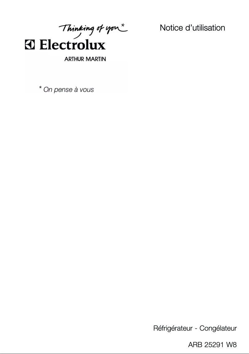 Page n°1 - Manuel utilisateur Arthur Martin-Electrolux ARB25291W